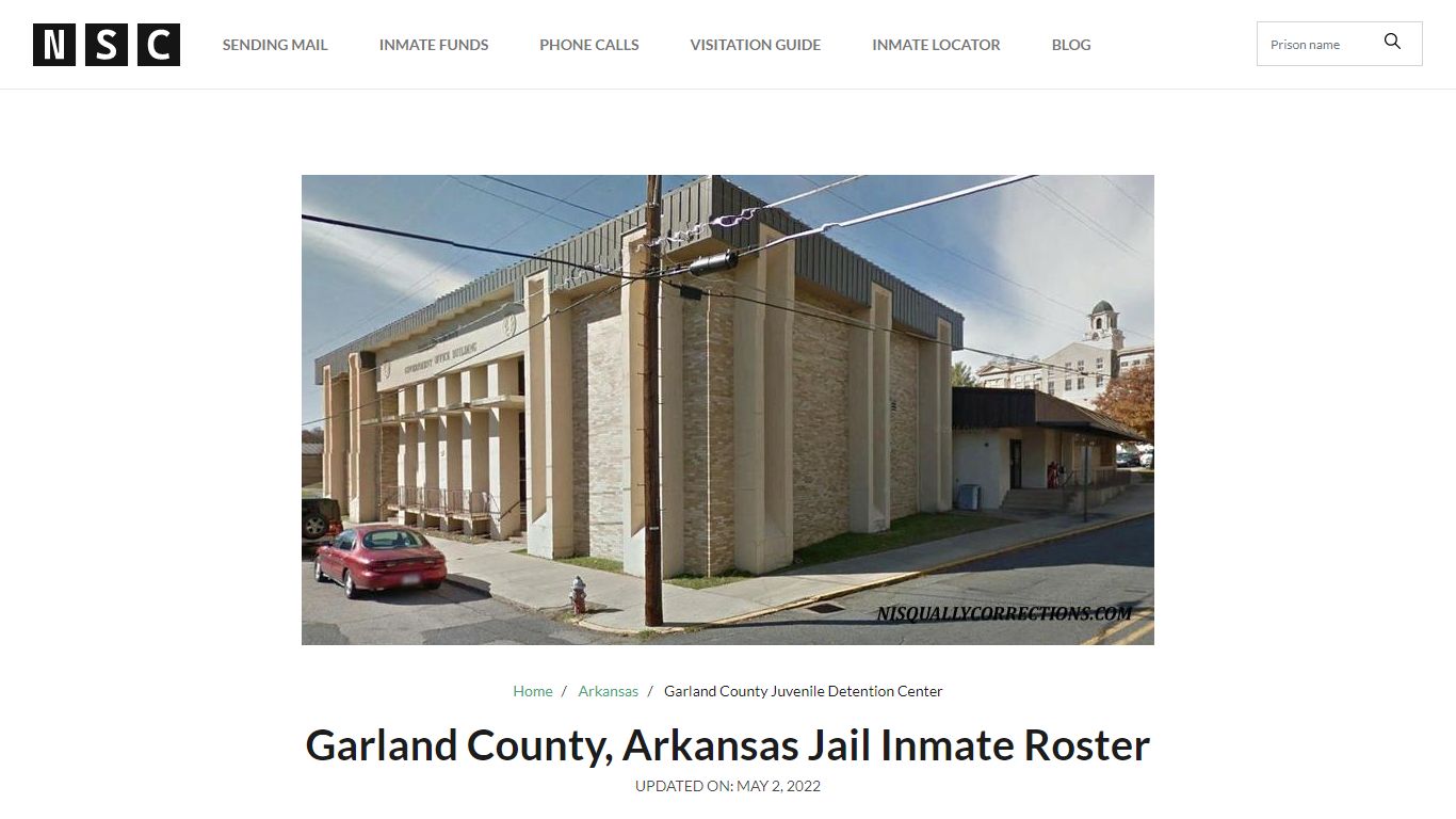Garland County, Arkansas Jail Inmate Roster